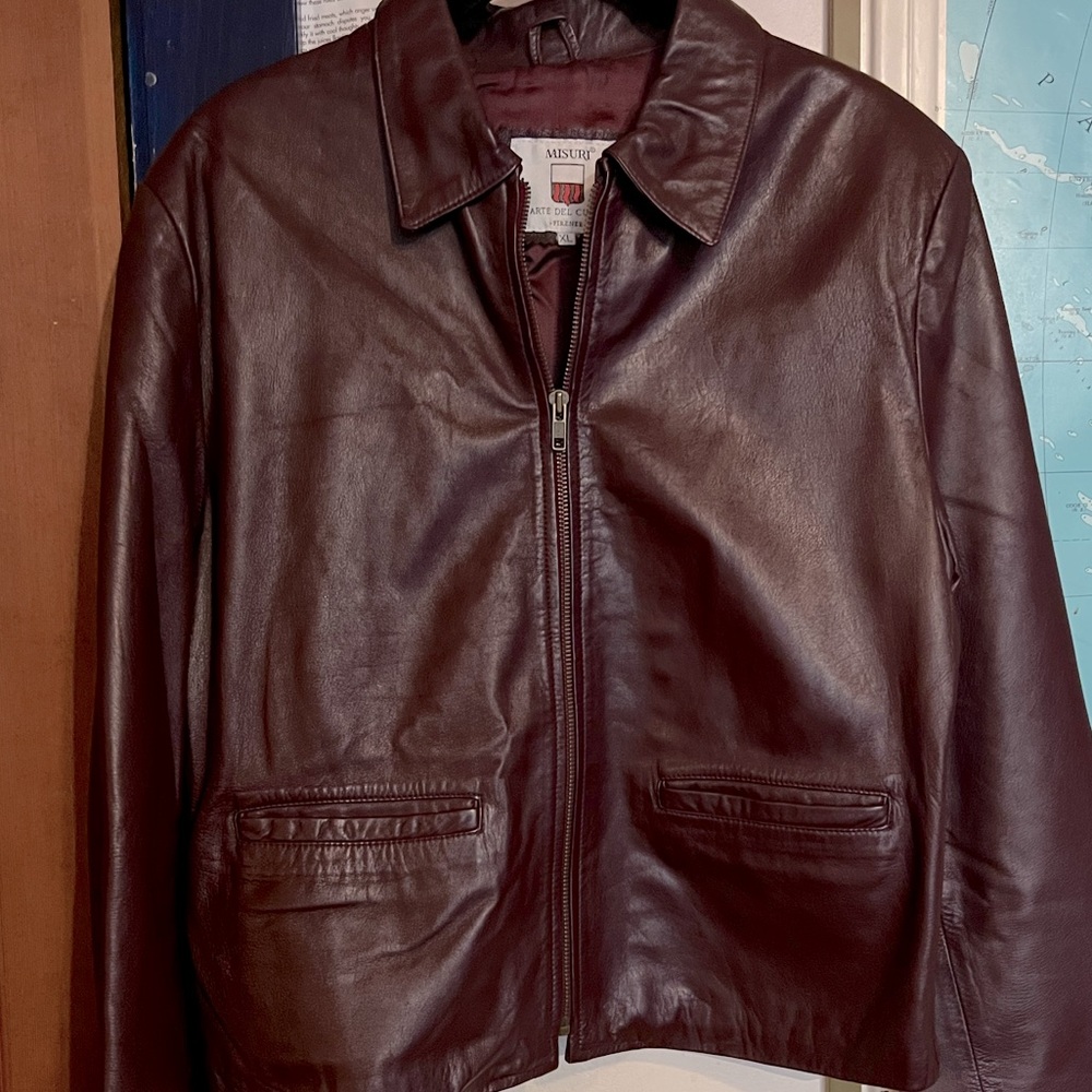 Italian leather jacket-cognac-size XL-US equiv 10 or 12